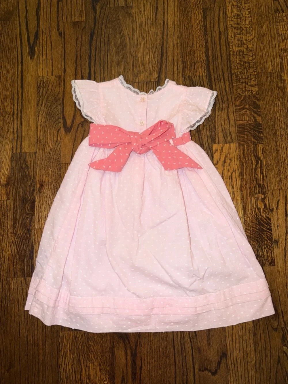 Pink Embroidered Baby Dress with Rose Detail